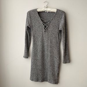 Deep v sweater dress